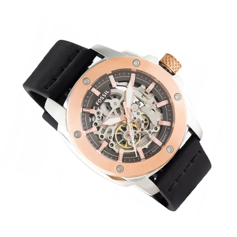 Fossil Modern Machine Automatic Black Leather Men's Watch- ME3082